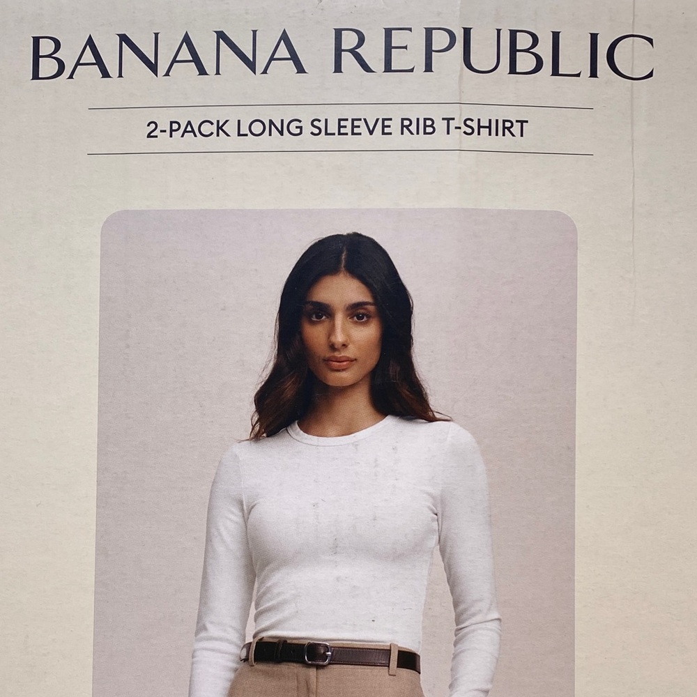 Banana Republic Long Sleeve Rib T-Shirt 2-Pack in Black and White - Picture 6 of 7